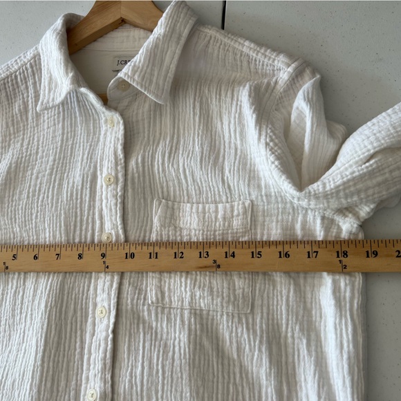 J. Crew Shirt Women's Gauze Button-Up Long Sleeve Cotton Minimalist White Sz M - Picture 11 of 12